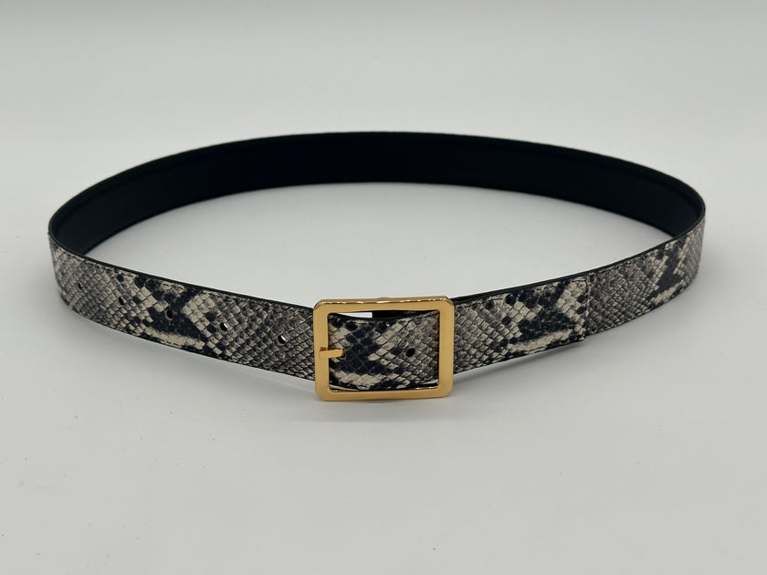 Reversible Black & White Python Belt