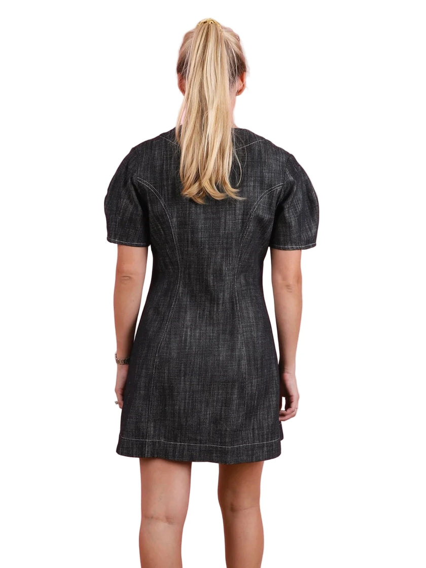 Apron Puff Sleeve Mini Dress