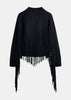 Navy Cropped Fringe Knitted Jacket