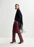 Navy Cropped Fringe Knitted Jacket