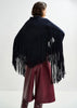 Navy Cropped Fringe Knitted Jacket