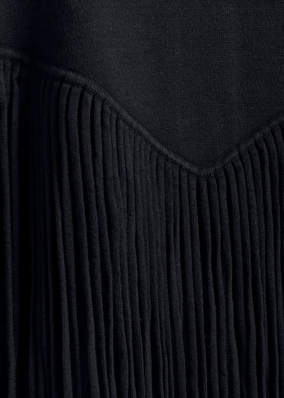 Navy Cropped Fringe Knitted Jacket