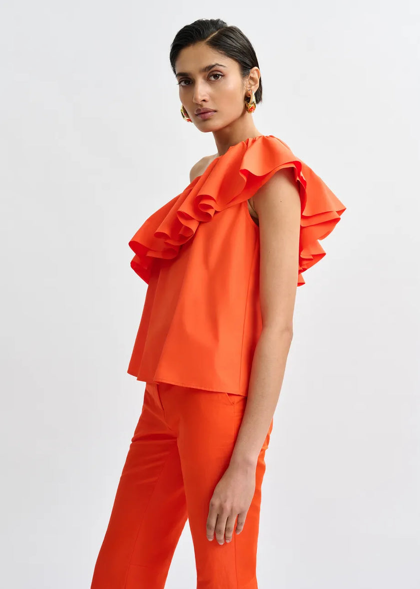 Essentiel Antwerp- Jillian Asymmetric Ruffle Top - Edit by Elaine Turner