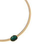 Jennifer Behr Elaine Collar Necklace in Gold & Malachite Stone. Available at Edit by Elaine Turner in Houston, TX. 