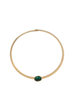Jennifer Behr Elaine Collar Necklace in Gold & Malachite Stone. Available at Edit by Elaine Turner in Houston, TX. 