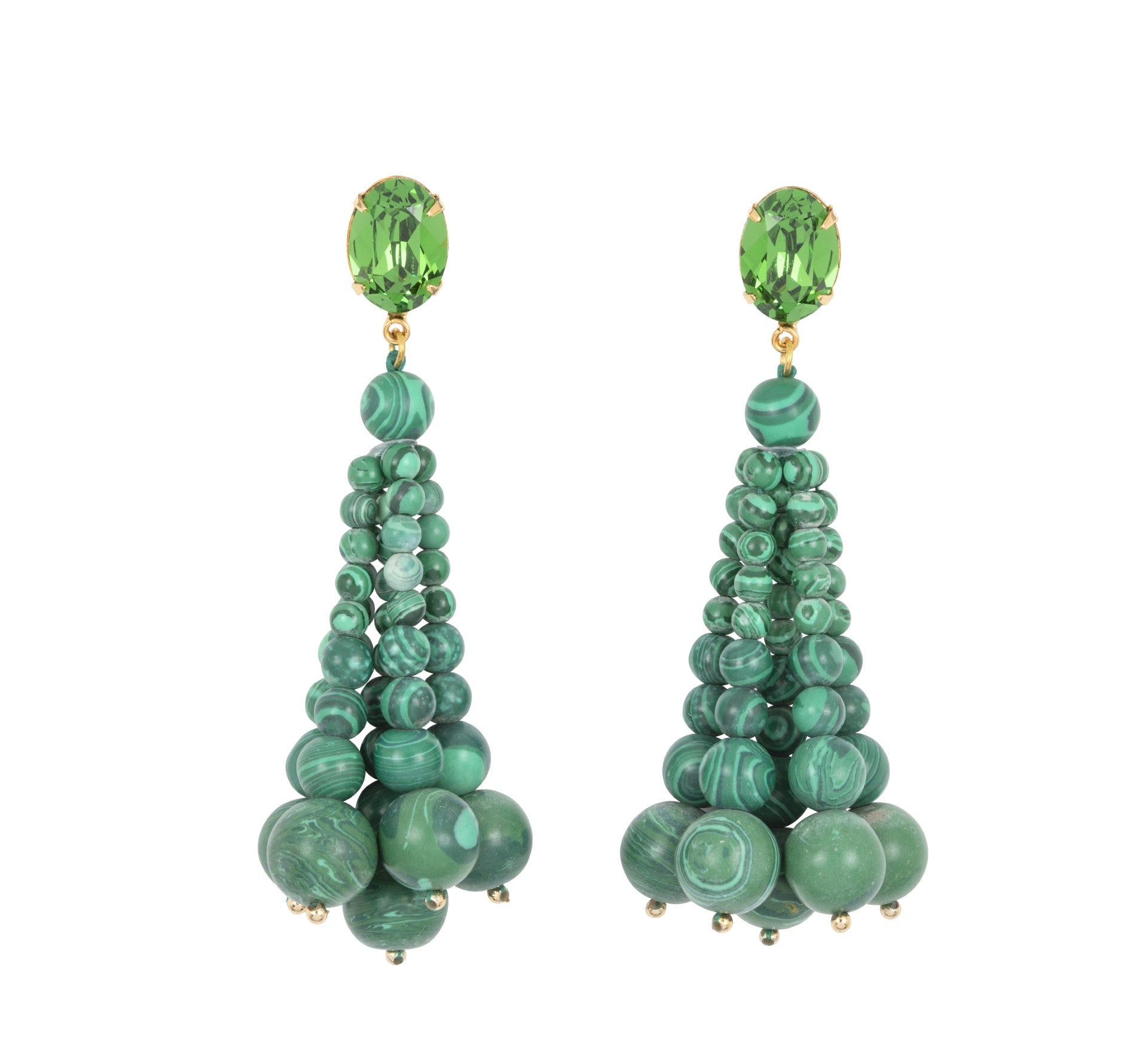 Jennifer Behr- Elora Earrings in Malachite. Available at Edit by Elaine Turner in Houston, TX. 
