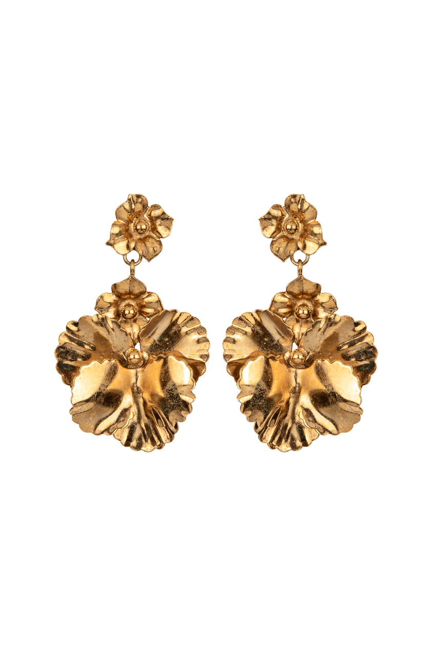 Jennifer Behr- Samara Earrings in gold. Available at Edit by Elaine Turner in Houston, TX. 