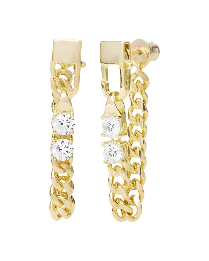 Julian Loves Diamonds Soft Chain Hoops- Gold