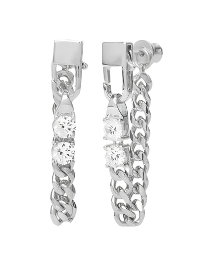 Julian Loves Diamonds Soft Chain Hoops- Silver