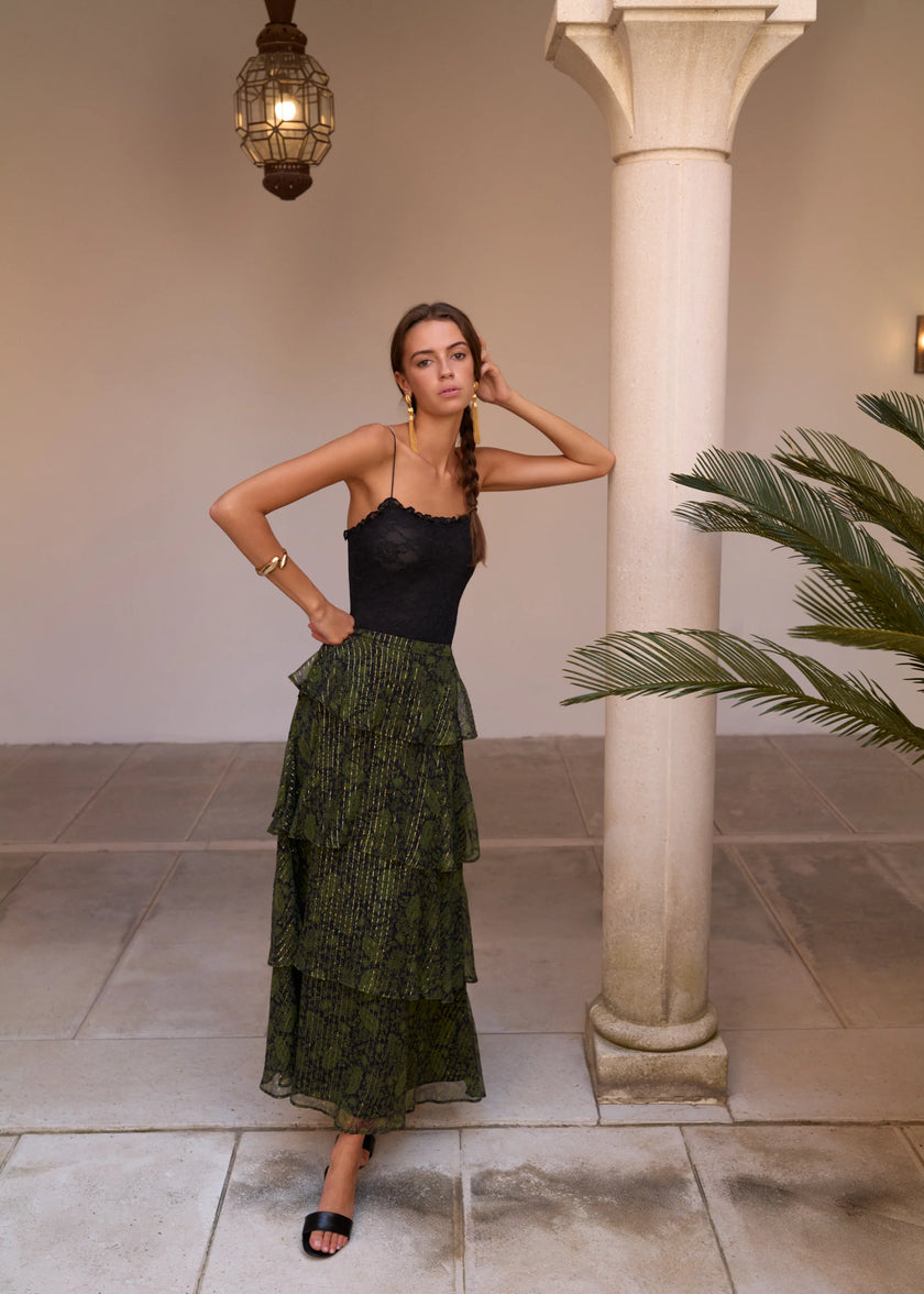 Gaia Metallic Chiffon Skirt