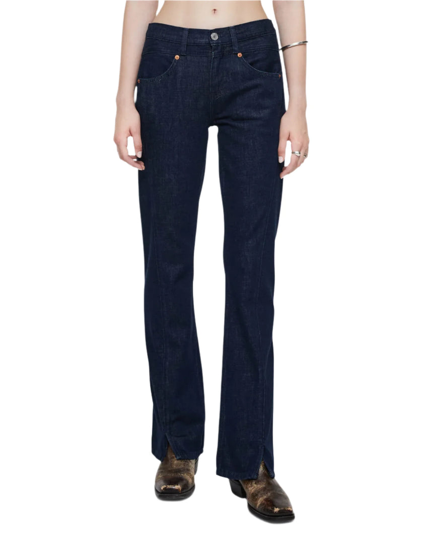 Mid Rise Kick Flare Denim- Cross Hatch Rinse