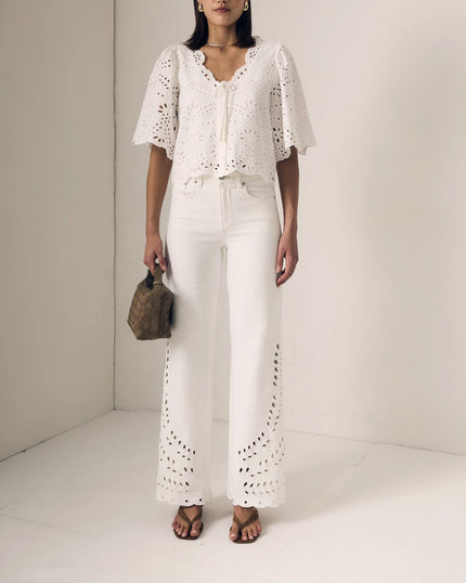 Le Jean- Column Eyelet Jeans - Edit by Elaine Turner