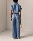 Le Jean- Crochet Trim Column Jeans- Mid Rise