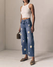 Le Jean- Flower Nomad Ankle- Mid Rise