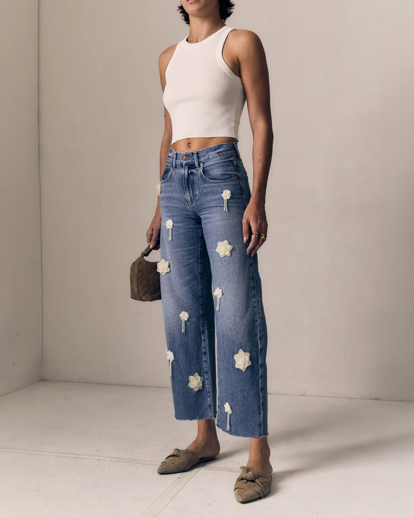 Le Jean- Flower Nomad Ankle- Mid Rise