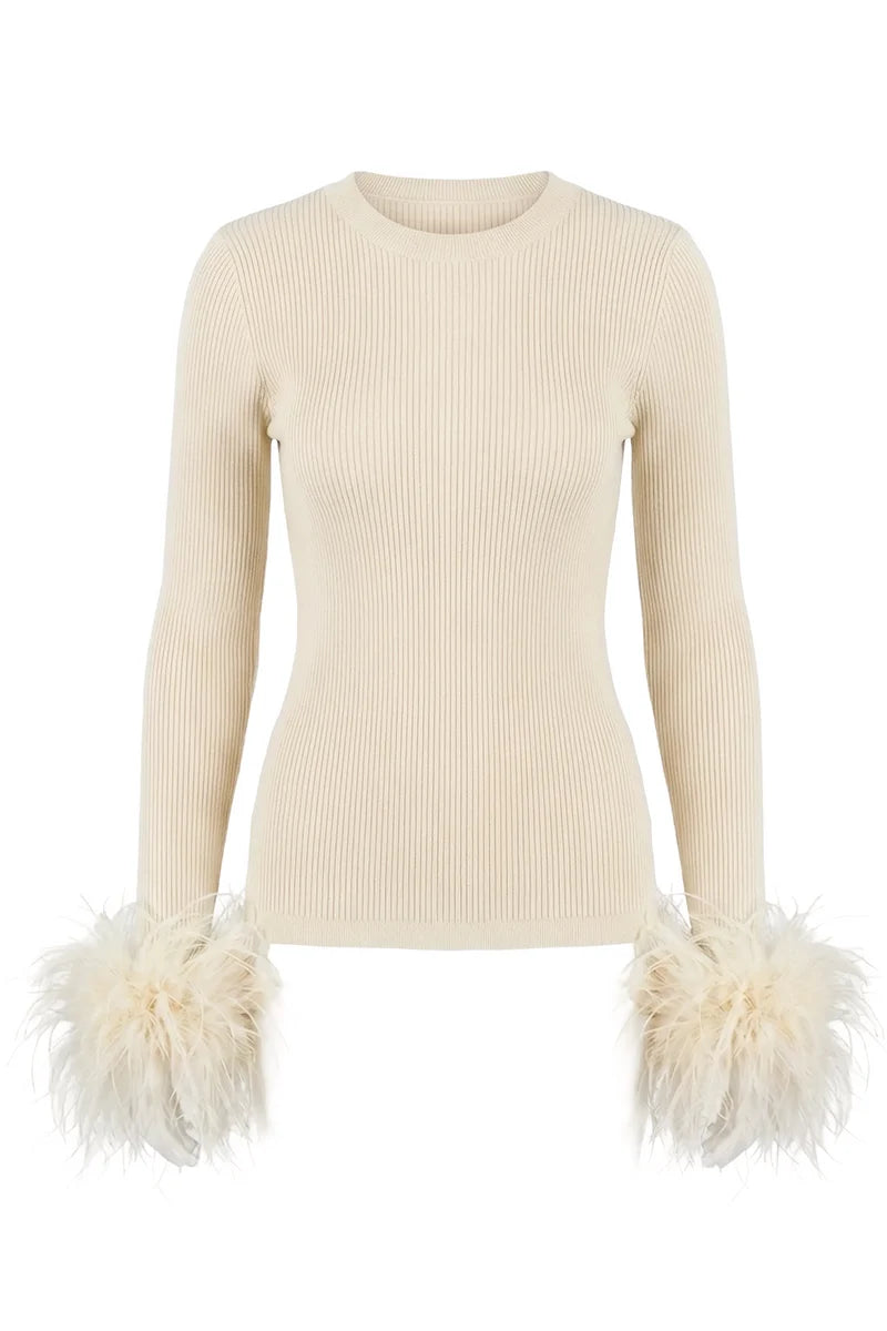Le Superbe- Extra Crew Neck Sweater - Ivory. Available at Edit by Elaine Turner in Houston, TX. 