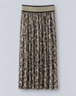 Le Superbe - Mrs Mason Leopard Pleated Skirt in Shimmer Leo. Available at Edit by Elaine Turner in Houston, TX. Flat Lay View. 