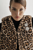 Le Superbe- Treasure Vest in Leopard. Available at Edit by Elaine Turner in Houston, TX. Front model view. 
