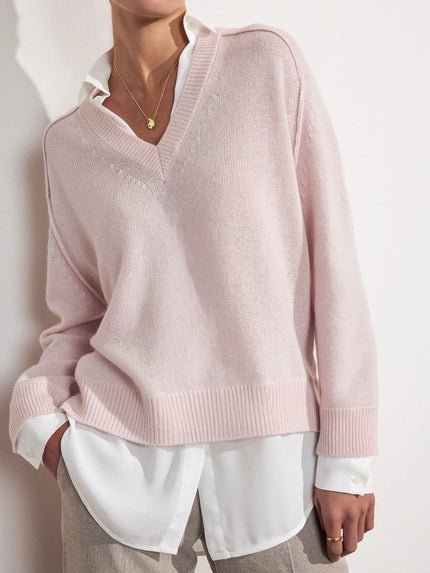 V-Neck Layered Pullover- Paloma