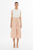 Blush Ruffle Midi Skirt