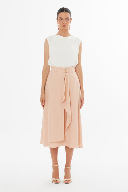 Blush Ruffle Midi Skirt