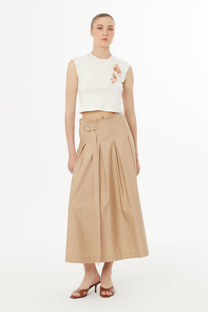 Belted Beige Skirt