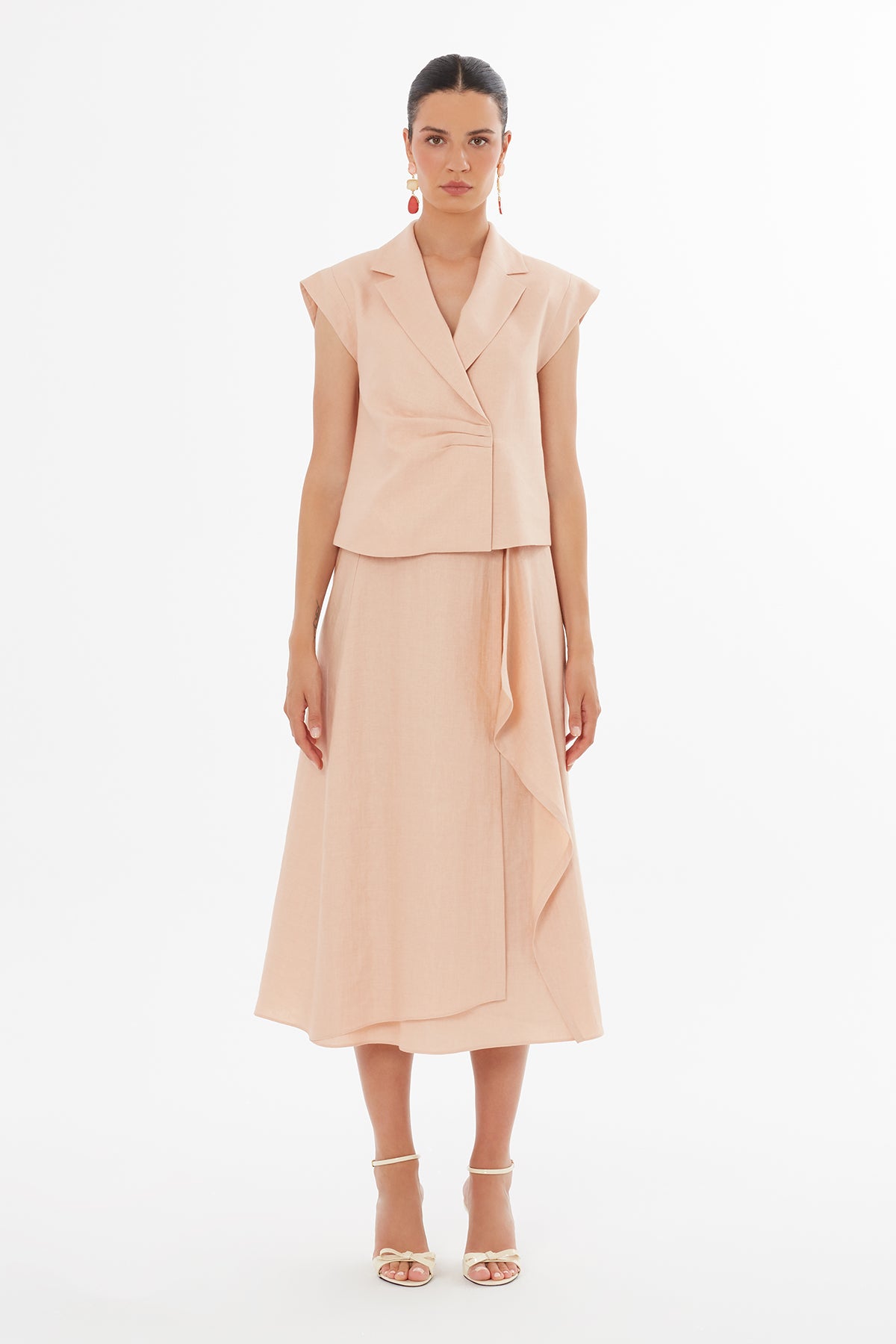 Blush Ruffle Midi Skirt