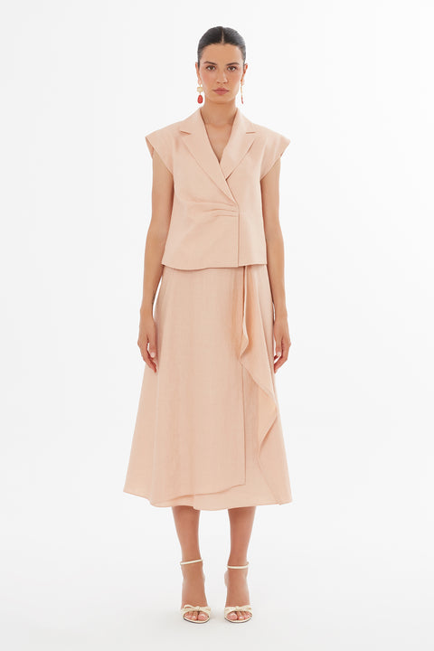 Blush Ruffle Midi Skirt