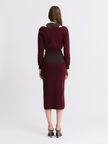 Matthew Bruch- Colorblock Midi Skirt - Merlot Knit. Available at Edit by Elaine Turner in Houston, TX. Back Model View. 