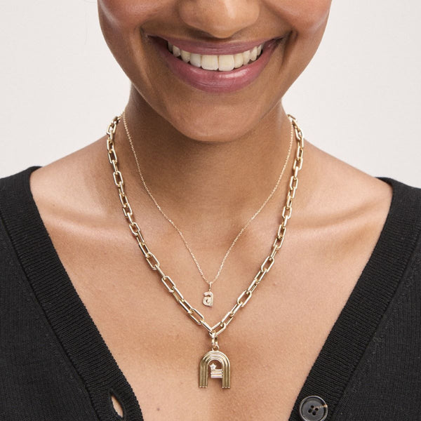 Mini Groovy Diamond Initial Charm