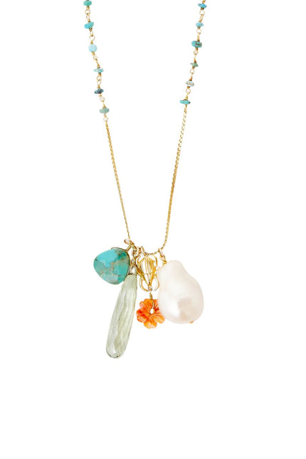 Turquoise Mix Long Beaded Necklace