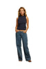 Phoebe Jersey Mock Neck Tank- Navy