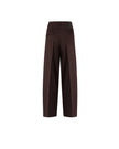PINKO- Balbino Pants - Barrel Fit Trousers in Beyond the Dark Brown. Available at Edit by Elaine Turner in Houston, TX. Back Flat Lay View. 