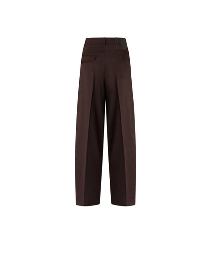 PINKO- Balbino Pants - Barrel Fit Trousers in Beyond the Dark Brown. Available at Edit by Elaine Turner in Houston, TX. Back Flat Lay View. 
