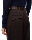 PINKO- Balbino Pants - Barrel Fit Trousers in Beyond the Dark Brown. Available at Edit by Elaine Turner in Houston, TX. Close Up View. 