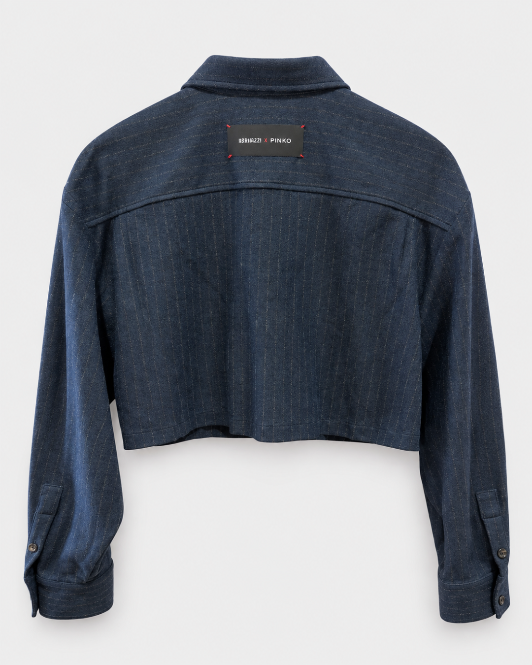 PINKO- Taurasi Cropped Flannel Jacket - Blue/Grey
