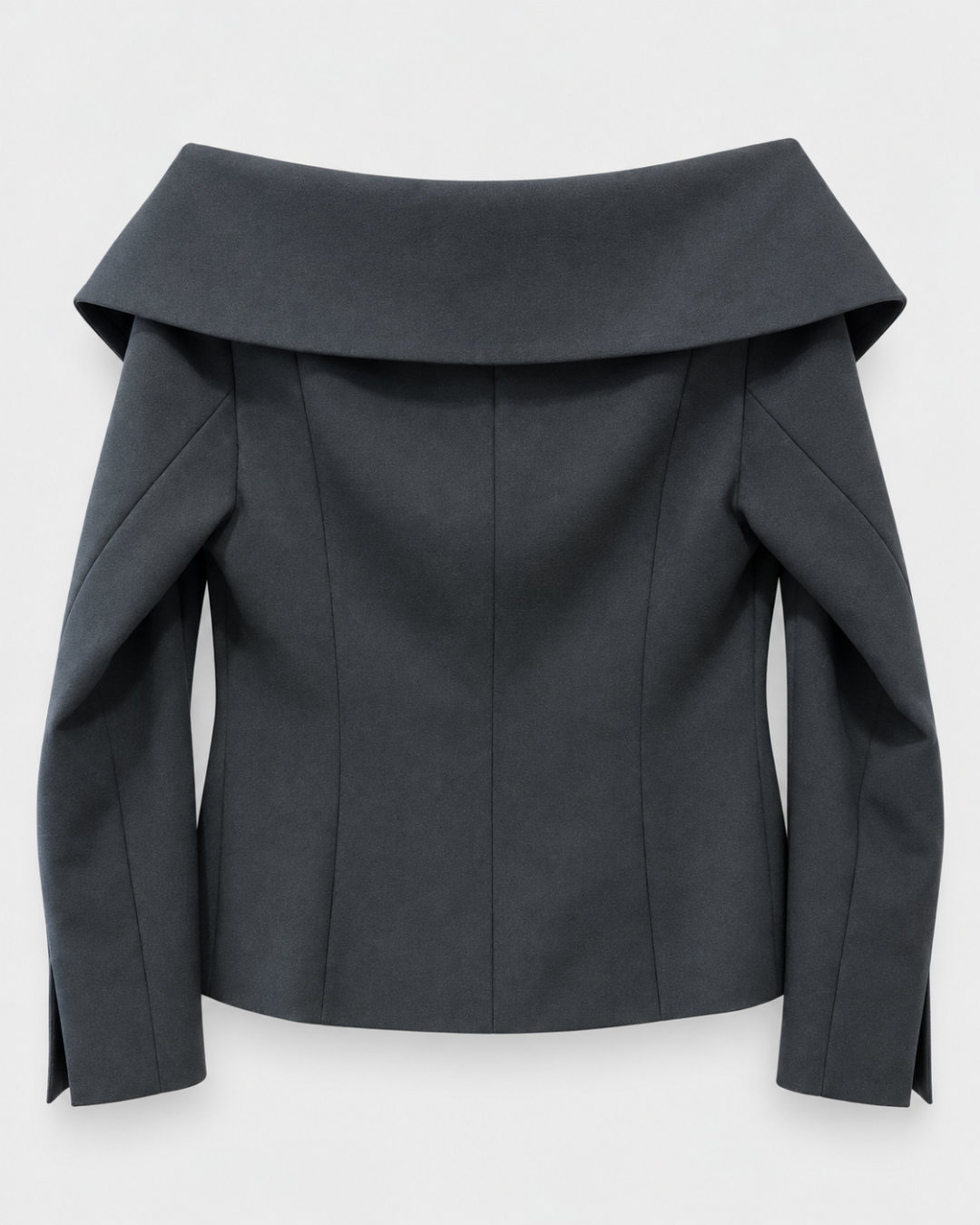PINKO from Italy.. New Biancale Crepe Jacket in Black available at edit. BY ELAINE TURNER luxury boutique in Houston Texas. Back of jacket.. Off the shoulder style.
