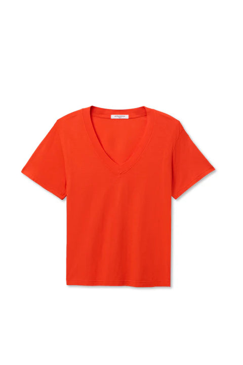 Hendrix Boxy V Neck Tee- Tomato