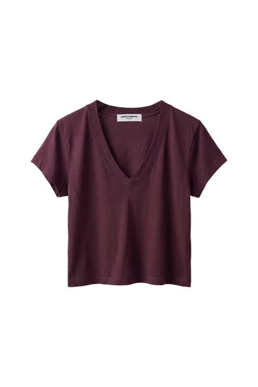 Perfect White Tee- Alanis - Cherry Lacquer. Available at Edit by Elaine Turner in Houston, TX. Flat Lay View. 