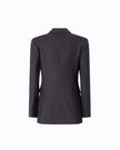 A dep navy blue tailored blazer shown from the back, featuring a structured collar, long sleeves, and a central seam, set against a plain white background.

Pinko- New Amalfi Giacca Lana Deep Navy Blue Double Breasted Jacket. Available at Edit by Elaine Turner in Houston, TX. Back View 