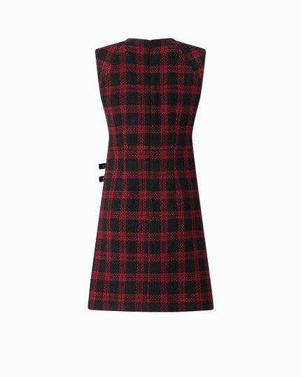Pinko Amaranda Abito dress in black/red tweed. Available at Edit by Elaine Turner in Houston, TX. Back  View. 