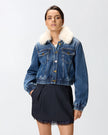 Denim Trucker Jacket with Faux Fur Collar