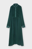 Psophia -- long georgette silk dress in emerald. Available at Edit by Elaine Turner in Houston, TX. Front View. 
