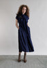 Navy Poplin Embellished Midi Dress