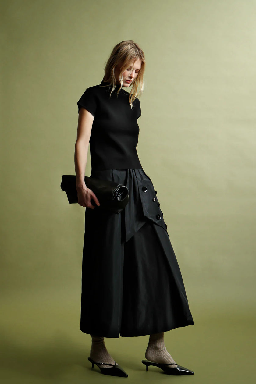 Taffeta Pants Skirt with Bow and Floral Sequins