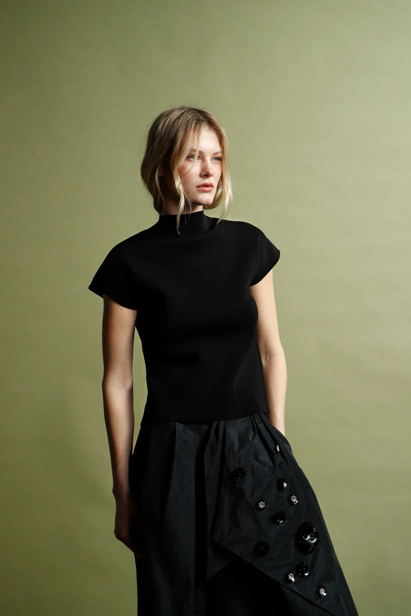 Taffeta Pants Skirt with Bow and Floral Sequins