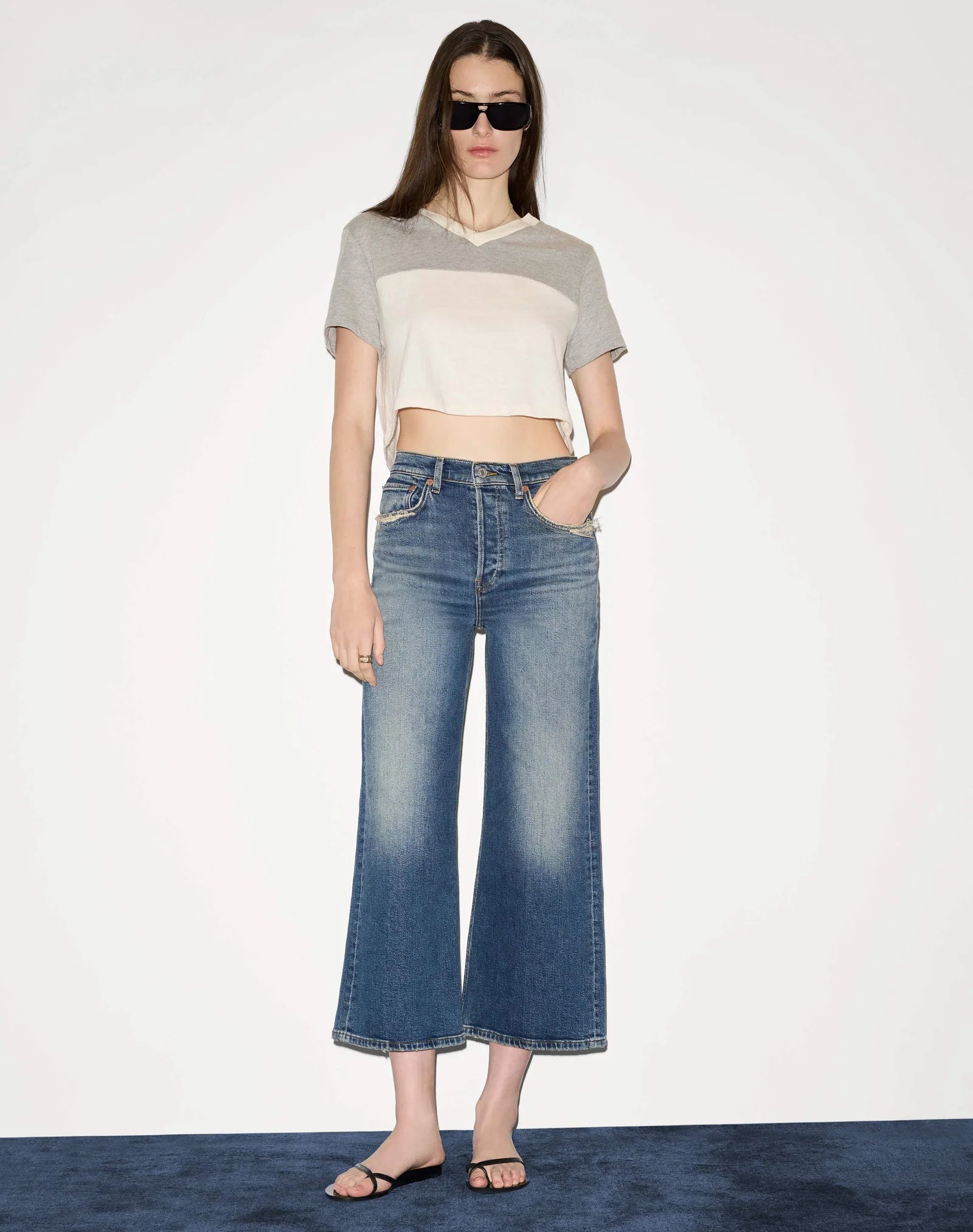 RE/DONE- High Rise Wide Leg Crop- Sonoma Indigo - Edit by Elaine Turner