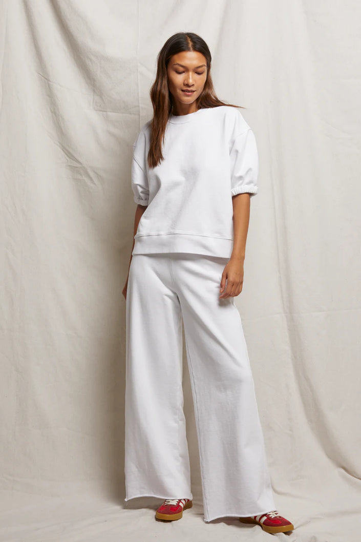 Rebecca Puff Sleeve Sweatshirt- White