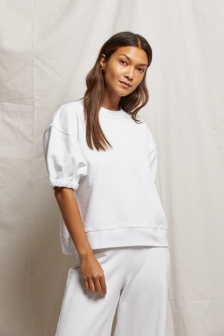 Rebecca Puff Sleeve Sweatshirt- White