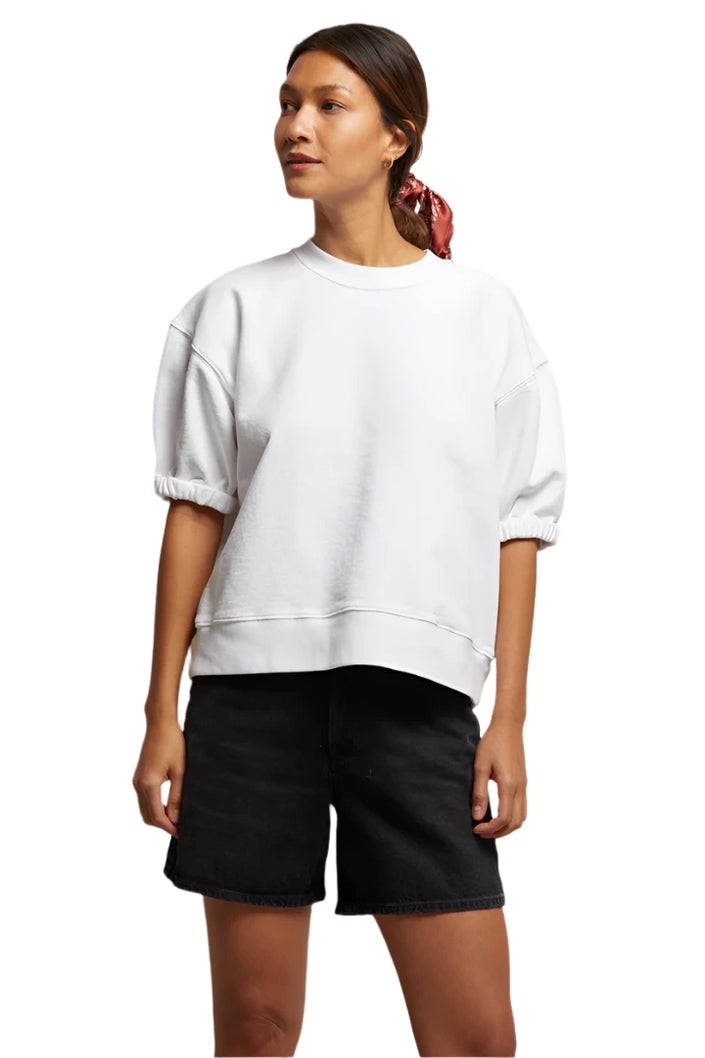 Rebecca Puff Sleeve Sweatshirt- White